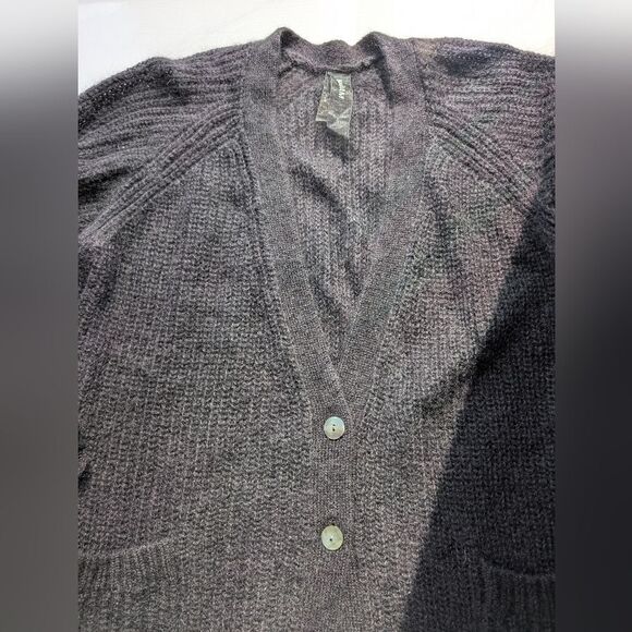 Naadam Black Mohair Wool Bow Sleeve Flowy Drapey Cardigan Sweater L - Picture 11 of 15